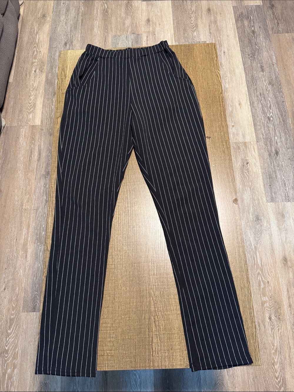 PrettyLittleThing Black Pants with White Pinstripes